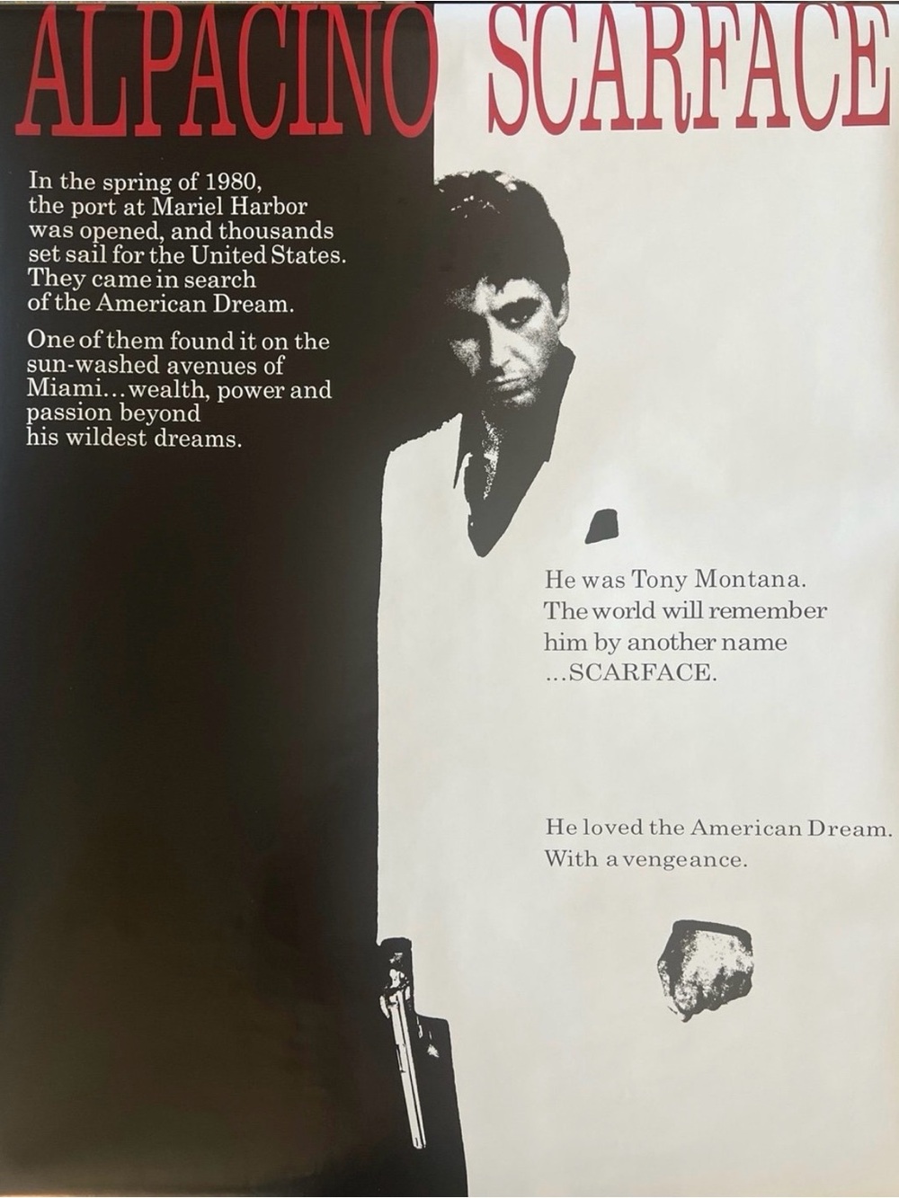 Scarface Movie Poster - Al Pacino Red & Black Graphic Aprox Size 24x36 Inches